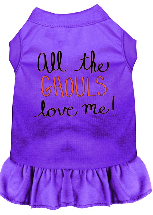 All the Ghouls Screen Print Dog Dress Purple 4X (22)